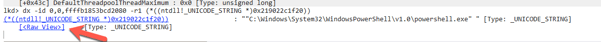 Zwei Unicode Buffer, sie beeinhalten  den PathName sowie die CommandLine