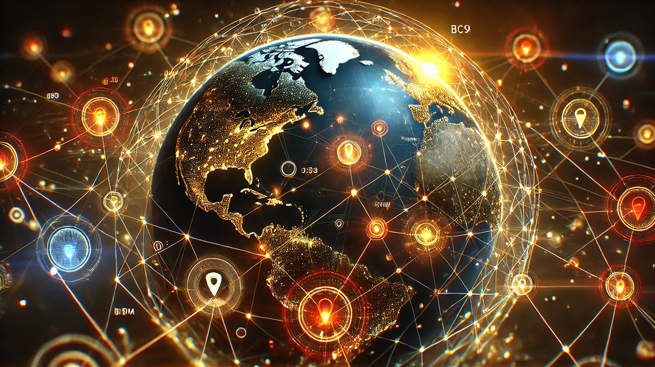 Filigrane BCM-Resilienz symbolisiert durch weltumspannendes Datennetz